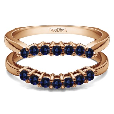 .50 Ct. Sapphire Double Shared Prong Contour Ring Guard in Rose Gold