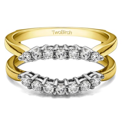 .50 Ct. Double Shared Prong Contour Ring Guard in Two Tone Gold