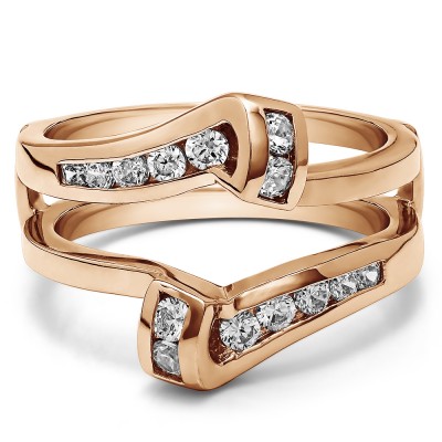 0.77 Ct. Round Channel Set Bypass Twist Jacket Ring Guard in Rose Gold