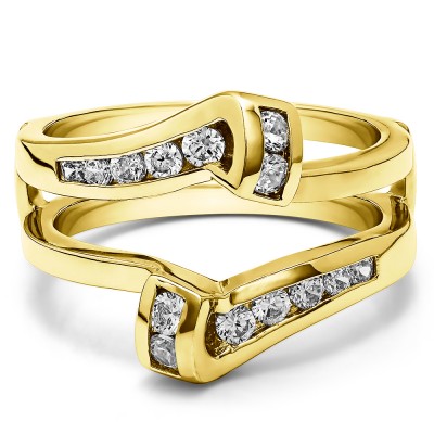 0.5 Ct. Round Channel Set Bypass Twist Jacket Ring Guard in Yellow Gold