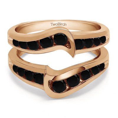 0.27 Ct. Black Stone Channel Set Knott Chevron Ring Guard in Rose Gold