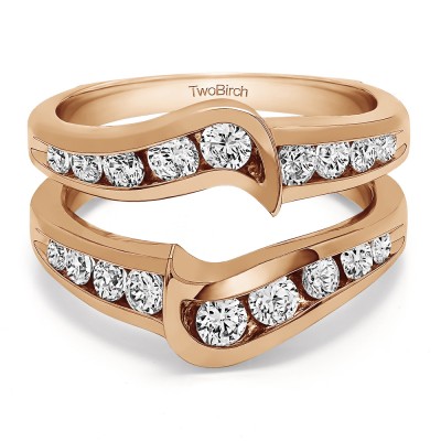 0.27 Ct. Channel Set Knott Chevron Ring Guard in Rose Gold