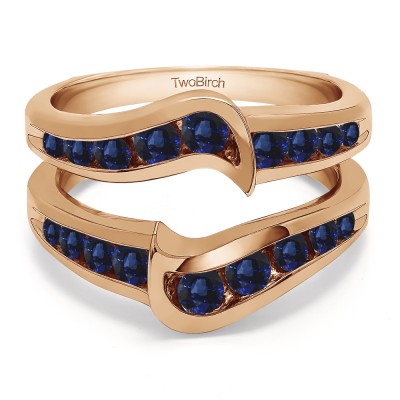 0.27 Ct. Sapphire Channel Set Knott Chevron Ring Guard in Rose Gold