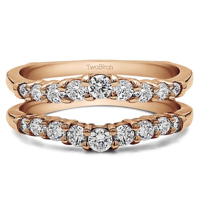 0.71 Ct. Double Shared Prong Contoured Ring Guard in Rose Gold