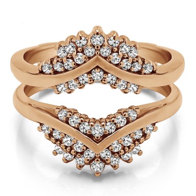 0.52 Ct. Triple Row Prong Set Anniversary Ring Guard in Rose Gold