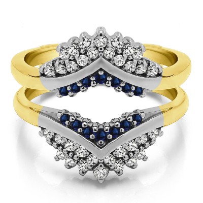 0.52 Ct. Triple Row Prong Set Anniversary Ring Guard in Two Tone Gold