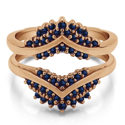 0.52 Ct. Sapphire Triple Row Prong Set Anniversary Ring Guard in Rose Gold