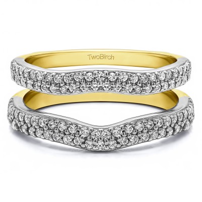 0.51 Ct. Round Double Row Pave Set Curved Ring Guard  in Two Tone Gold