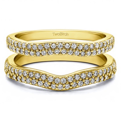 0.51 Ct. Round Double Row Pave Set Curved Ring Guard  in Yellow Gold