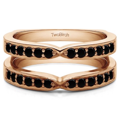 0.36 Ct. Black Stone X Shared Prong Jacket Ring Guard in Rose Gold