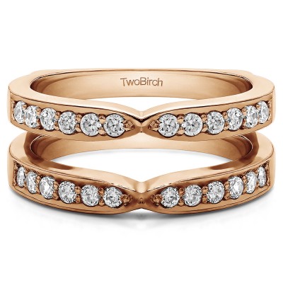 0.36 Ct. X Shared Prong Jacket Ring Guard in Rose Gold