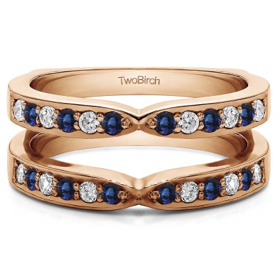 0.36 Ct. Sapphire and Diamond X Shared Prong Jacket Ring Guard in Rose Gold