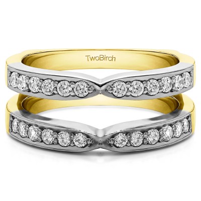 0.36 Ct. X Shared Prong Jacket Ring Guard in Two Tone Gold