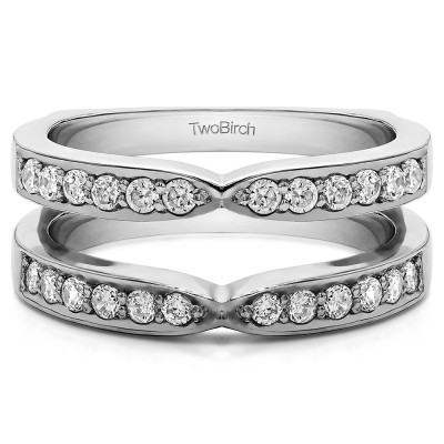 0.36 Ct. X Shared Prong Jacket Ring Guard With Cubic Zirconia Mounted in Sterling Silver.(Size 9.5)