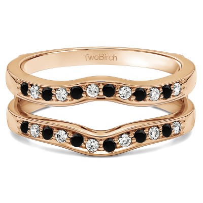 0.14 Ct. Black and White Stone Contour Prong In Channel Set Enhancer Ring Guard in Rose Gold
