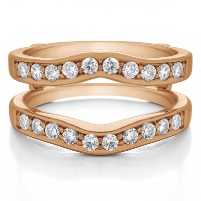0.75 Ct. Contour Prong In Channel Set Enhancer Ring Guard in Rose Gold