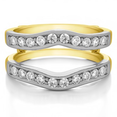 0.75 Ct. Contour Prong In Channel Set Enhancer Ring Guard in Two Tone Gold