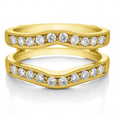 0.75 Ct. Contour Prong In Channel Set Enhancer Ring Guard in Yellow Gold