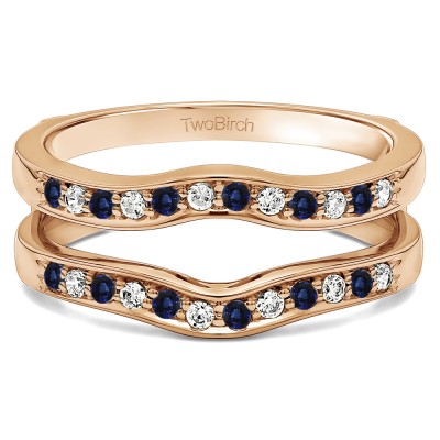 0.14 Ct. Sapphire and Diamond Contour Prong In Channel Set Enhancer Ring Guard in Rose Gold