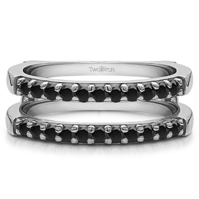 0.51 Ct. Black Stone Double Shared Prong Straight Ring Guard
