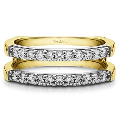 0.51 Ct. Double Shared Prong Straight Ring Guard in Two Tone Gold