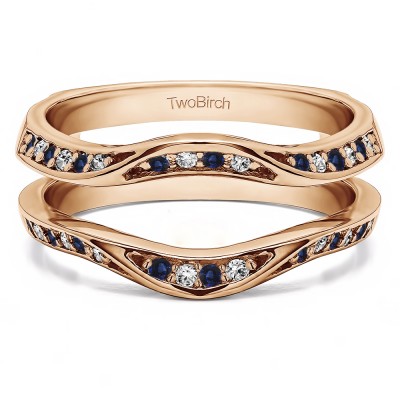 0.44 Ct. Sapphire and Diamond Contour Ring Guard Enhancer Wedding Band in Rose Gold