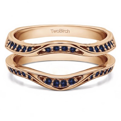 0.44 Ct. Sapphire Contour Ring Guard Enhancer Wedding Band in Rose Gold