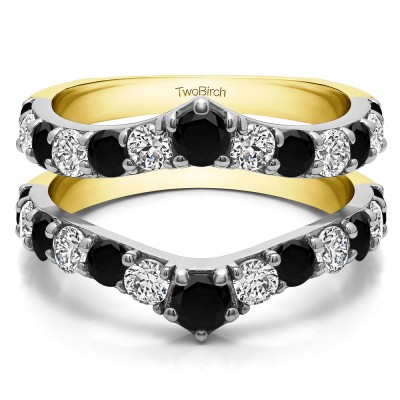 0.74 Ct. Graduated Shared Prong Contour Ring Guard in Two Tone Gold