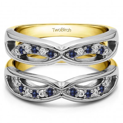 0.24 Ct. Criss Cross Anniversary Jacket Ring Guard  in Two Tone Gold