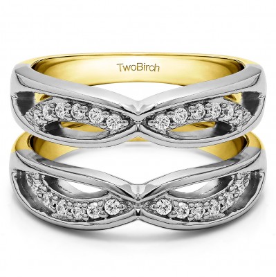 0.24 Ct. Criss Cross Anniversary Jacket Ring Guard  in Two Tone Gold