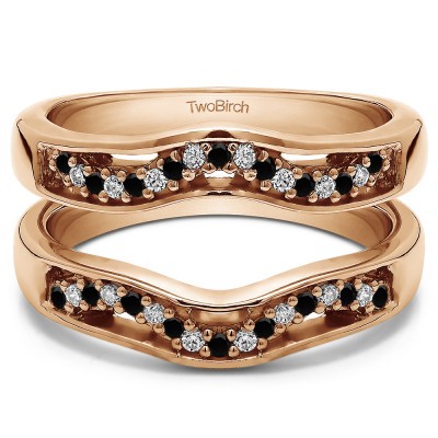 0.26 Ct. Black and White Stone Prong in Channel Curved Ring Guard Enhancer  in Rose Gold