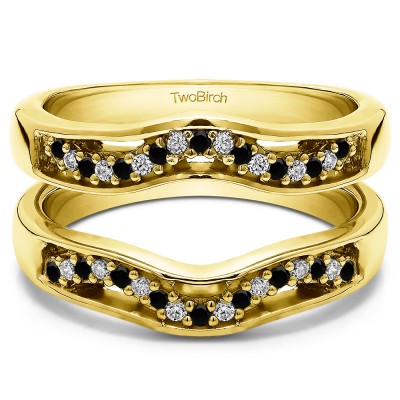0.26 Ct. Black and White Stone Prong in Channel Curved Ring Guard Enhancer  in Yellow Gold