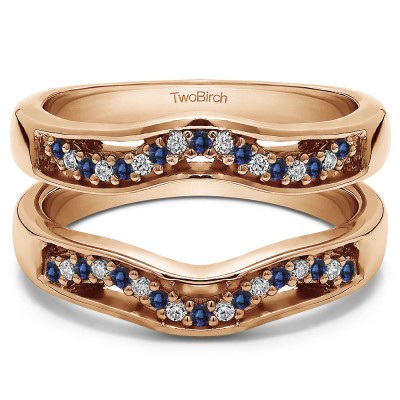 0.26 Ct. Sapphire and Diamond Prong in Channel Curved Ring Guard Enhancer  in Rose Gold