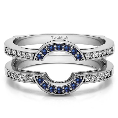 0.38 Ct. Sapphire and Diamond Round Halo Wedding Ring Guard