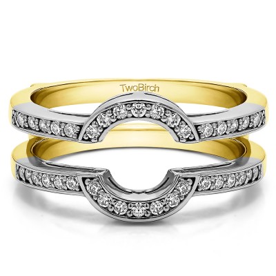 0.38 Ct. Round Halo Wedding Ring Guard in Two Tone Gold