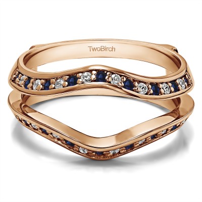 0.34 Ct. Sapphire and Diamond Open Knife Edge Wedding ring guard in Rose Gold