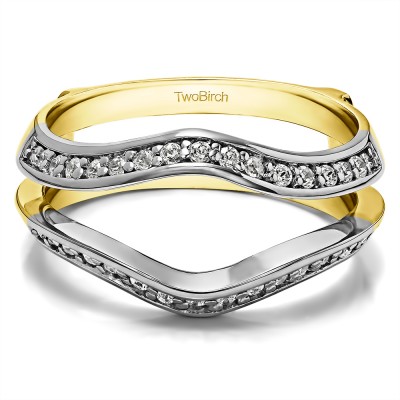 0.34 Ct. Open Knife Edge Wedding ring guard in Two Tone Gold