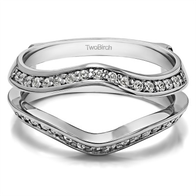 0.34 Ct. Open Knife Edge Wedding Ring Guard With Cubic Zirconia Mounted in Sterling Silver.(Size 6.5)