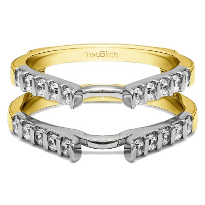 0.5 Ct. Cathedral Bar Set Wedding Ring Guard in Two Tone Gold
