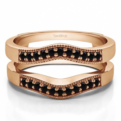 0.26 Ct. Black Stone Contour Prong In Channel Wedding Ring Guard in Rose Gold