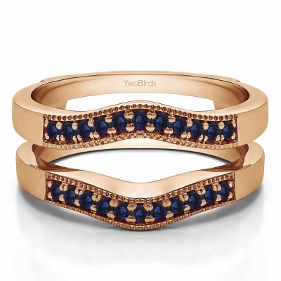 0.26 Ct. Sapphire Contour Prong In Channel Wedding Ring Guard in Rose Gold