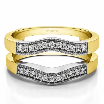 0.26 Ct. Contour Prong In Channel Wedding Ring Guard in Two Tone Gold