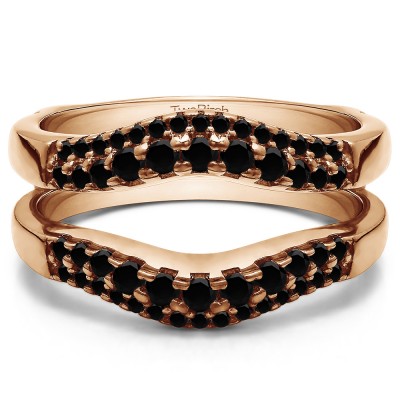 0.53 Ct. Black Stone Double Row Contour Ring Guard in Rose Gold