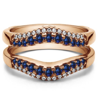 0.53 Ct. Sapphire and Diamond Double Row Contour Ring Guard in Rose Gold