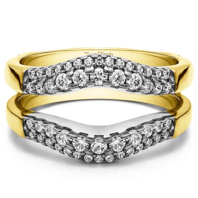 0.53 Ct. Double Row Contour Ring Guard in Two Tone Gold