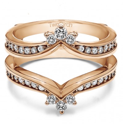 0.38 Ct. Crown Chevron Contour Ring Guard in Rose Gold