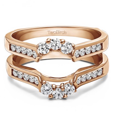 0.54 Ct. Royalty Inspired Half Halo Ring Guard Enhancer in Rose Gold