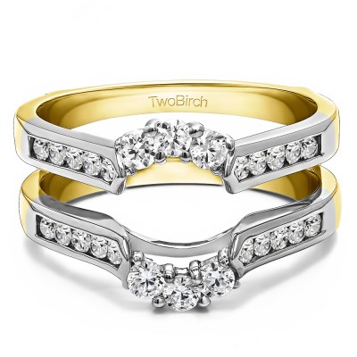 0.54 Ct. Royalty Inspired Half Halo Ring Guard Enhancer in Two Tone Gold