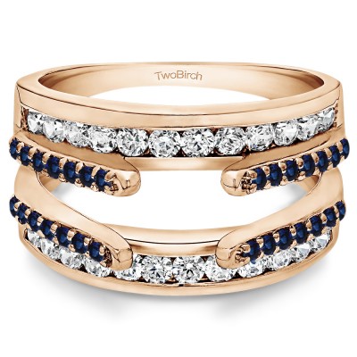0.5 Ct. Sapphire and Diamond Combination Cathedral and Classic Ring Guard in Rose Gold