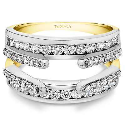0.5 Ct. Combination Cathedral and Classic Ring Guard in Two Tone Gold